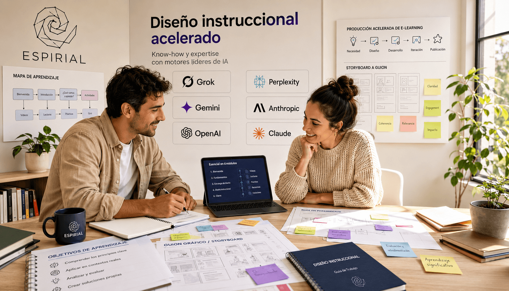 Espirial: diseño instruccional acelerado con motores líderes de IA (Grok, Gemini, OpenAI, Anthropic, Claude, Perplexity)